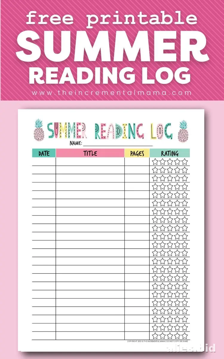 Free Printable Reading Log Template For Kids Free Worksheet #12