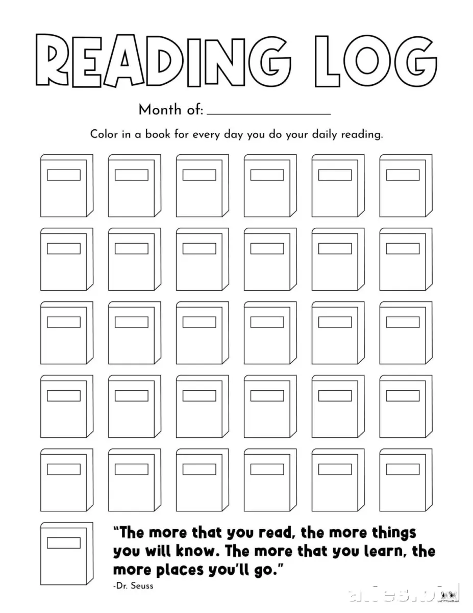 Free Printable Reading Log Template For Kids Free Worksheet #6