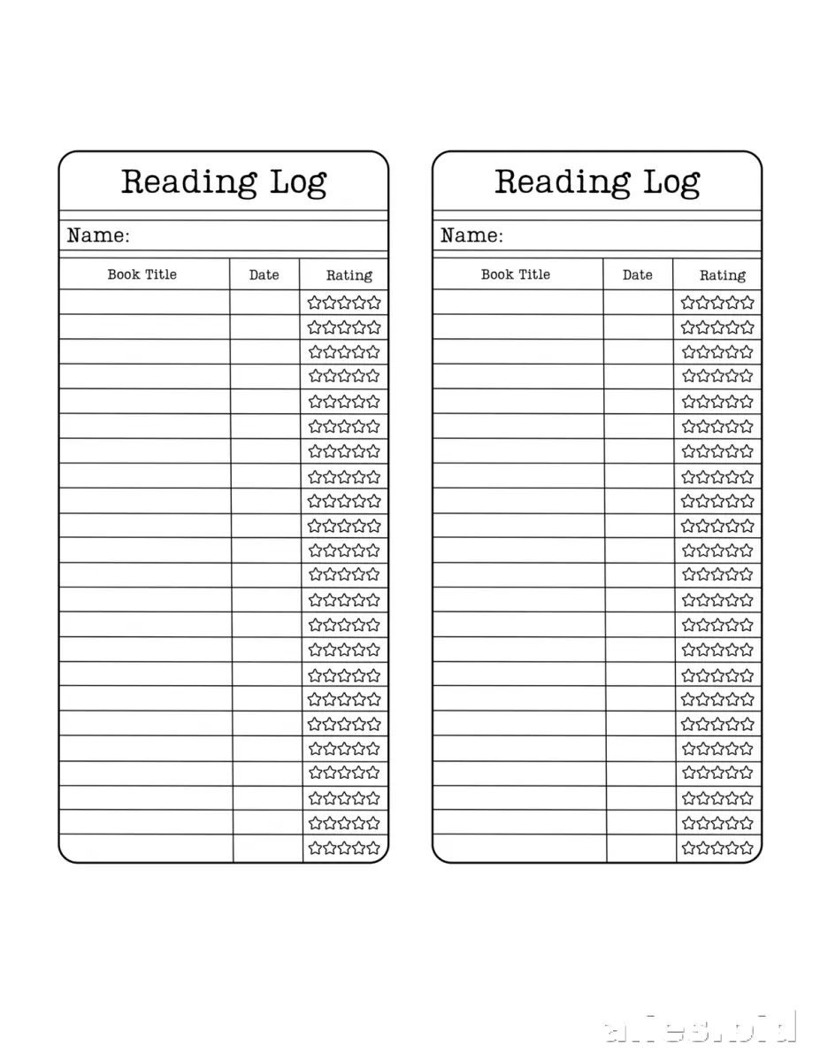 Free Printable Reading Log Template For Kids Free Worksheet #7