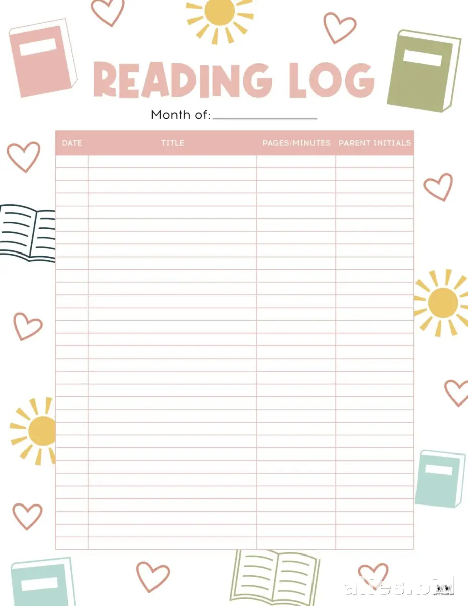Free Printable Reading Log Template For Kids Free Worksheet #21