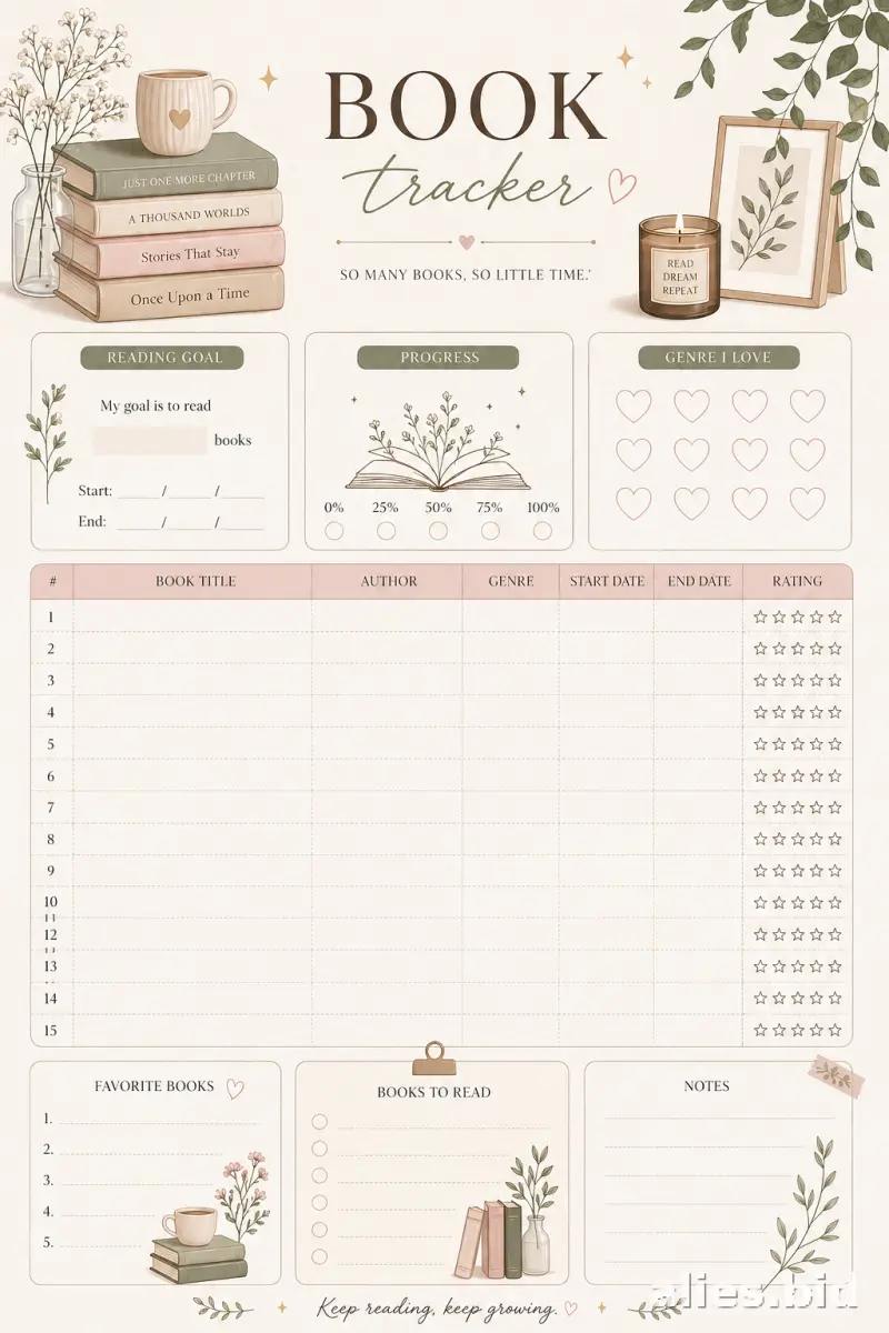 Free Printable Reading Tracker Template Free Worksheet #10