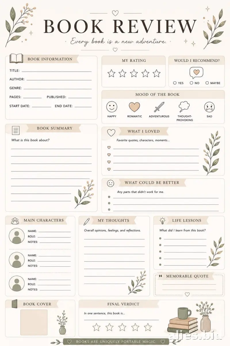Free Printable Reading Tracker Template Free Worksheet #12