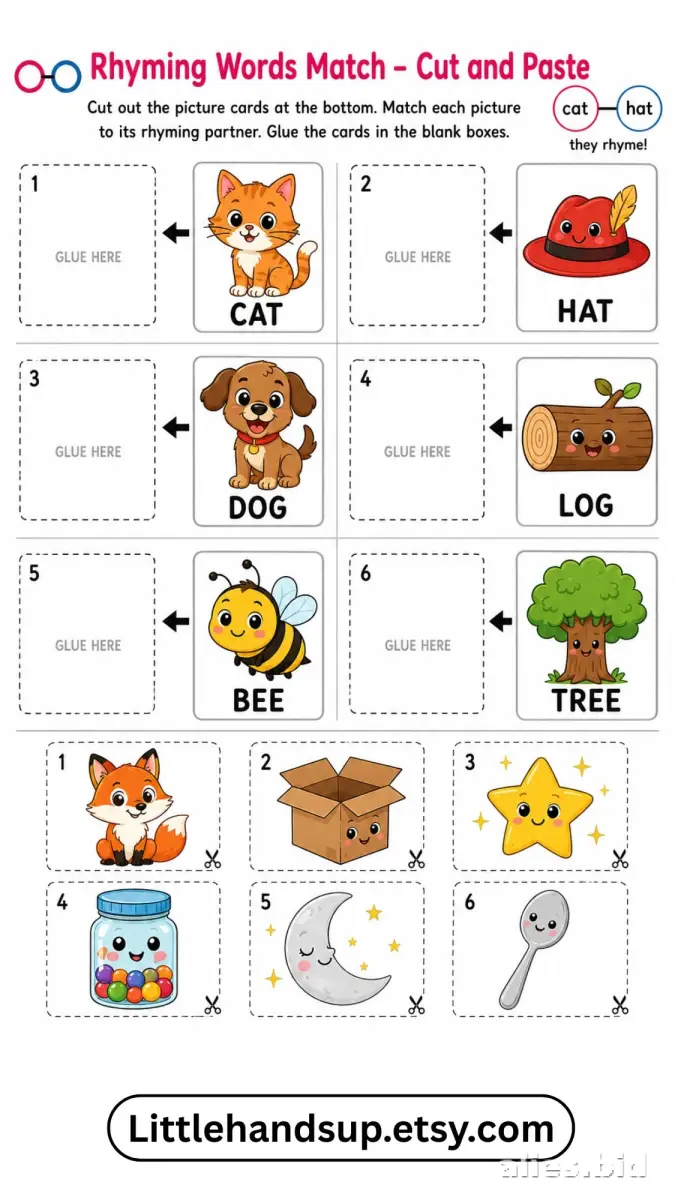 Free Printable Rhyming Words Worksheet For Kids #5