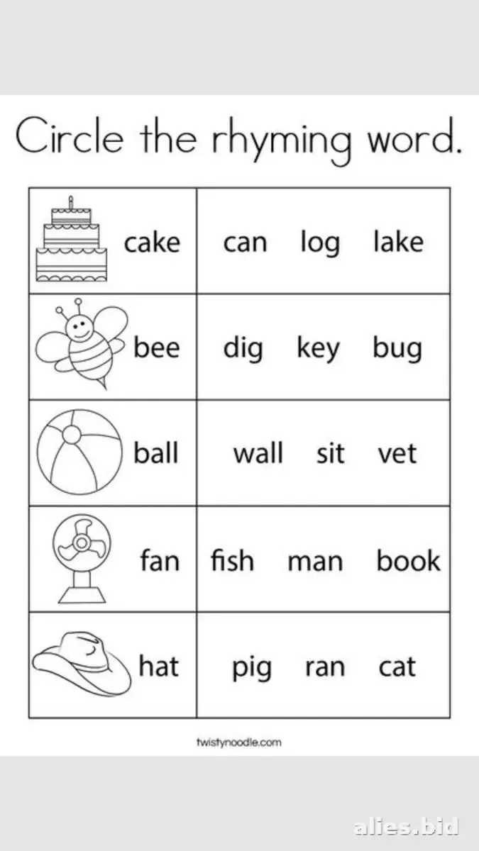 Free Printable Rhyming Words Worksheet For Kids #11