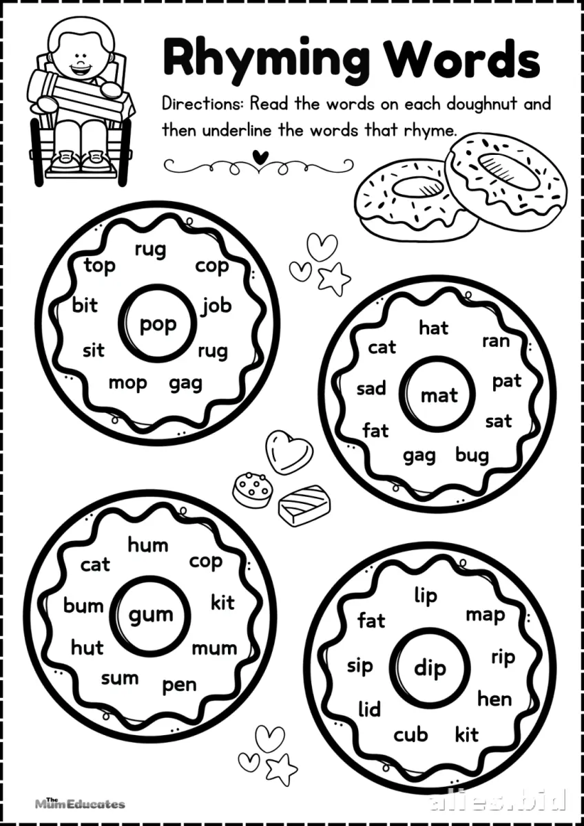 Free Printable Rhyming Words Worksheet For Kids #8
