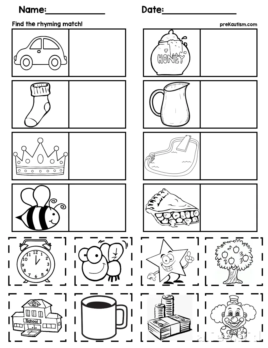 Free Printable Rhyming Words Worksheet For Kids #14