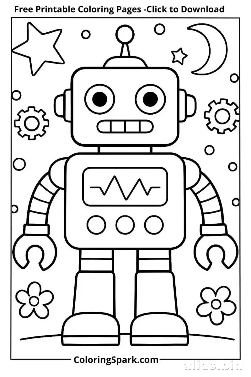 Free Printable Robot Coloring Pages For Kids Free Worksheet #9