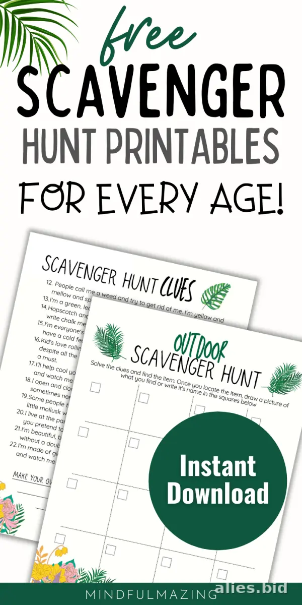 Free Printable Scavenger Hunt Worksheet For Kids #12