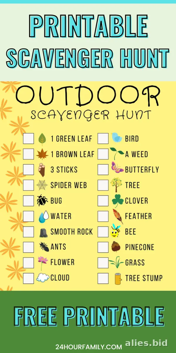 Free Printable Scavenger Hunt Worksheet For Kids #20