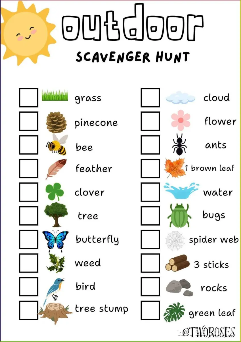 Free Printable Scavenger Hunt Worksheet For Kids #4