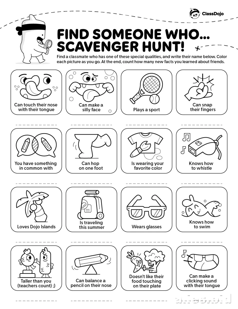 Free Printable Scavenger Hunt Worksheet For Kids #11