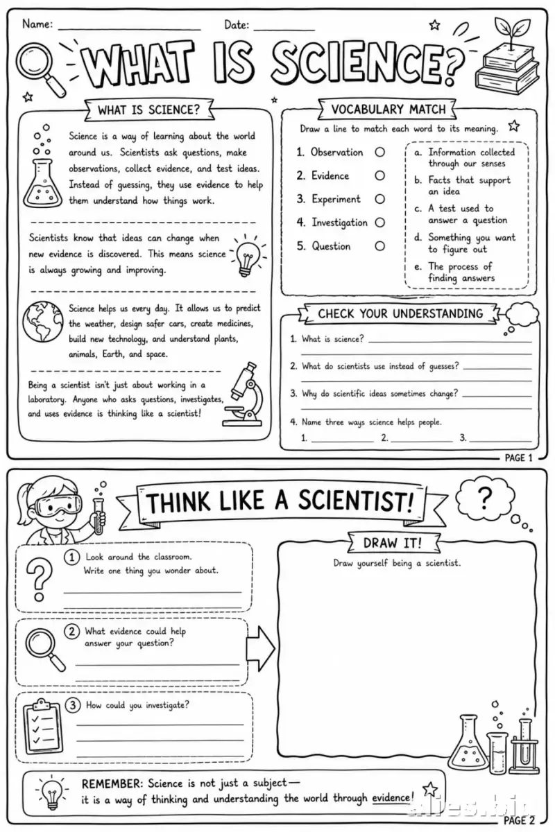 Free Printable Science Activity Sheet Free Worksheet #11