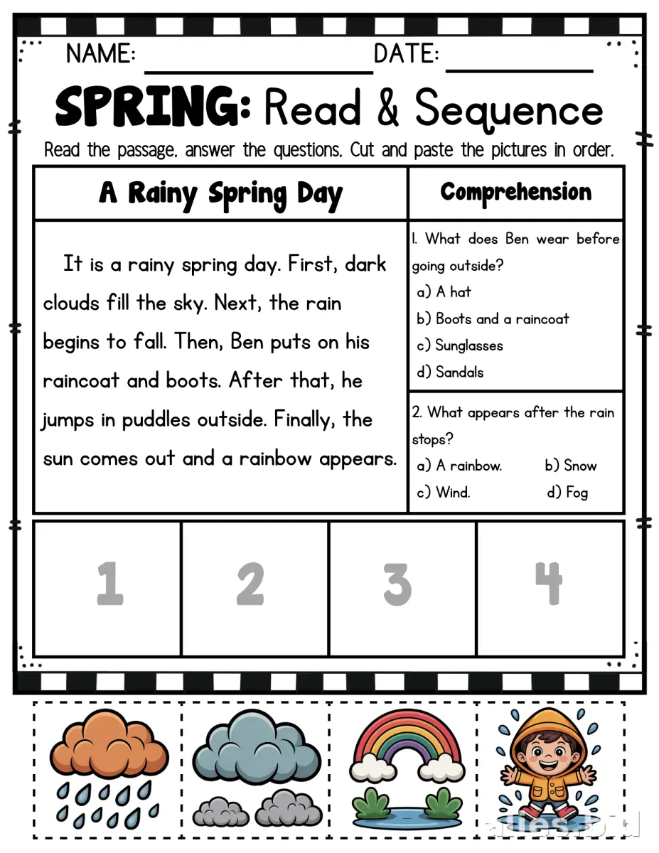 Free Printable Sequencing Activity Sheet For Kids Worksheet #3