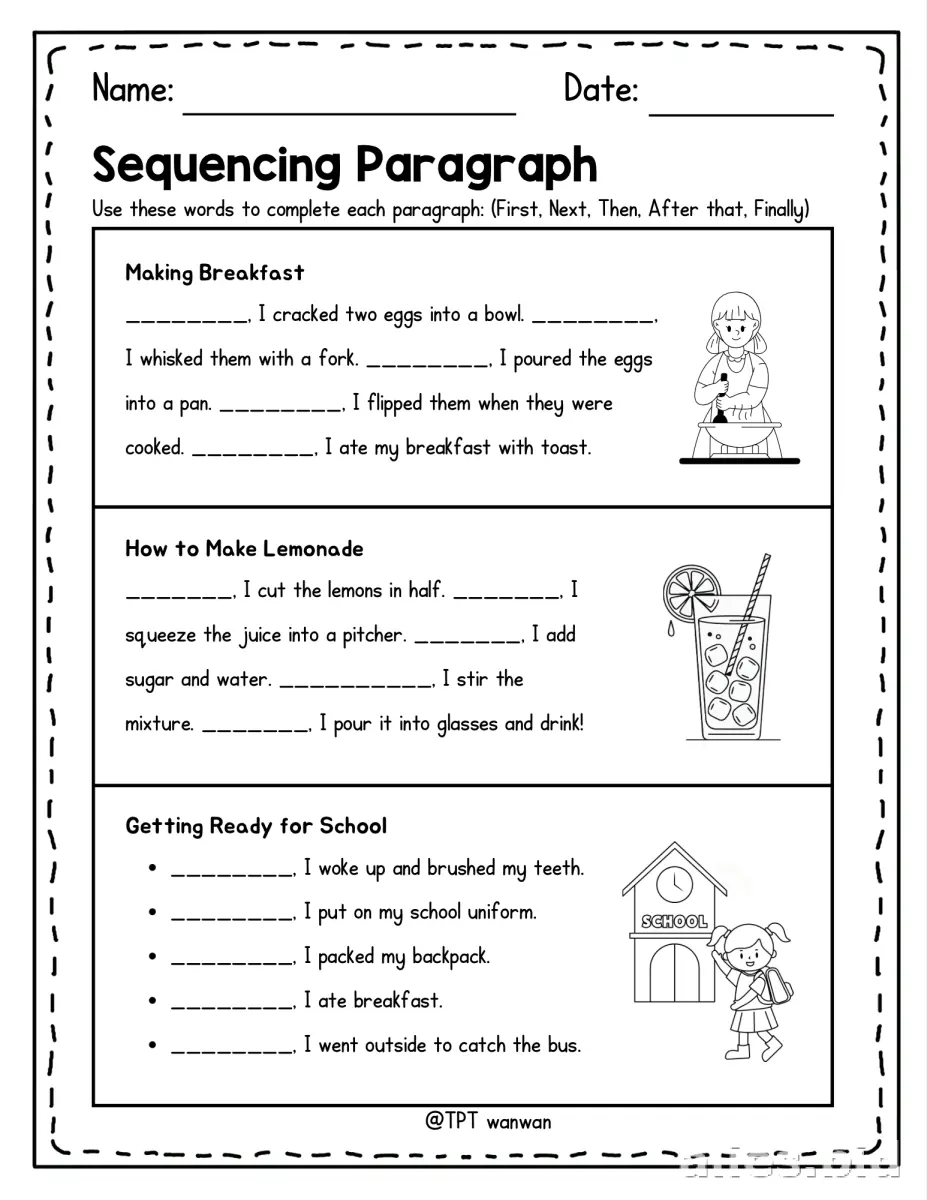Free Printable Sequencing Activity Sheet For Kids Worksheet #16