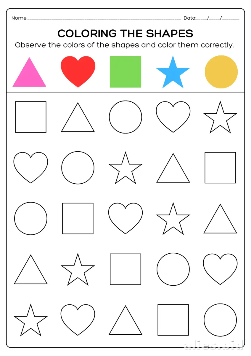Free Printable Shapes Recognition Worksheet Preschool #2