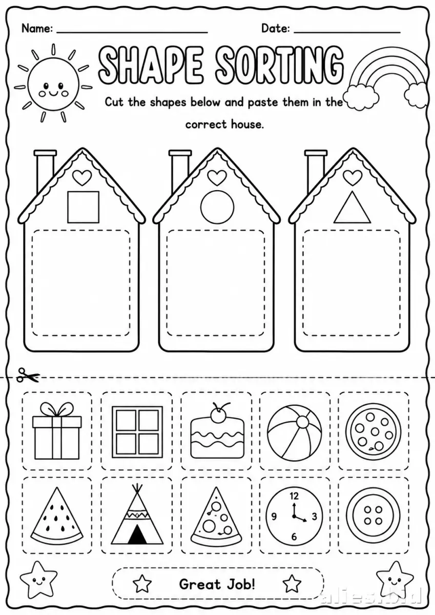 Free Printable Shapes Recognition Worksheet Preschool #13