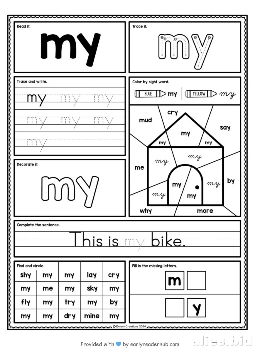 Sight Words Worksheets for First Grade