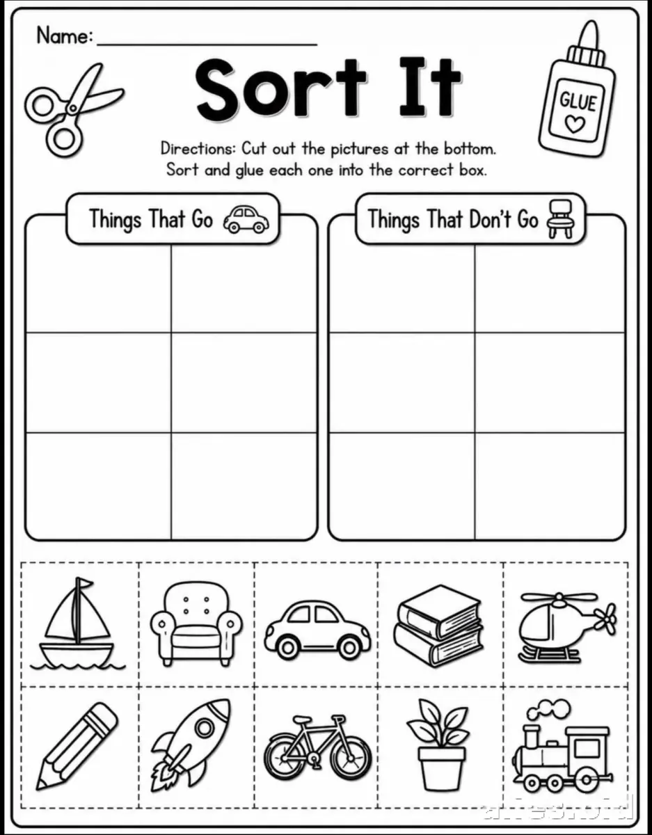 Free Printable Sorting Activity Sheet For Kids Worksheet #5