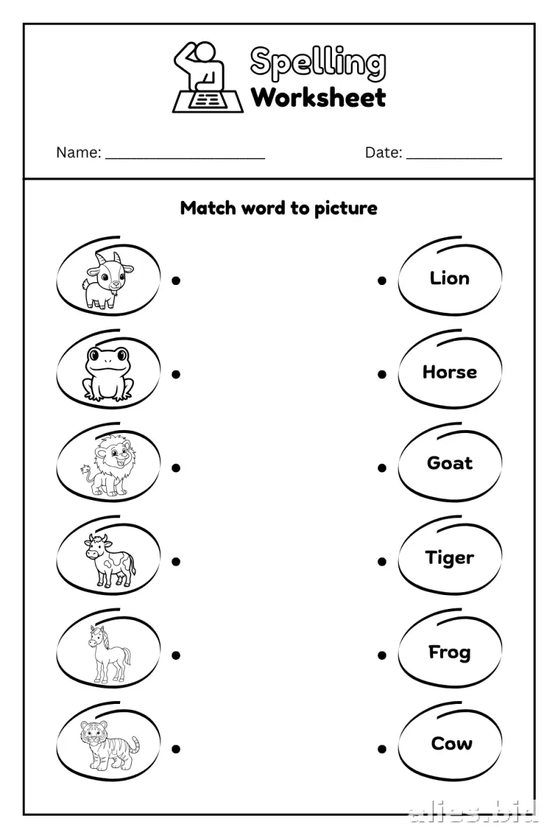 Spelling Worksheet For Kids Printable #7