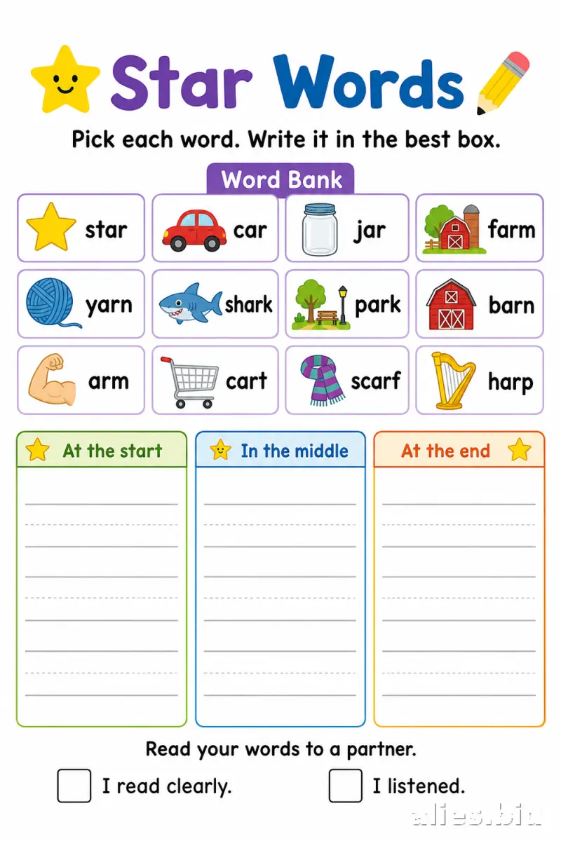Spelling Worksheet For Kids Printable #9