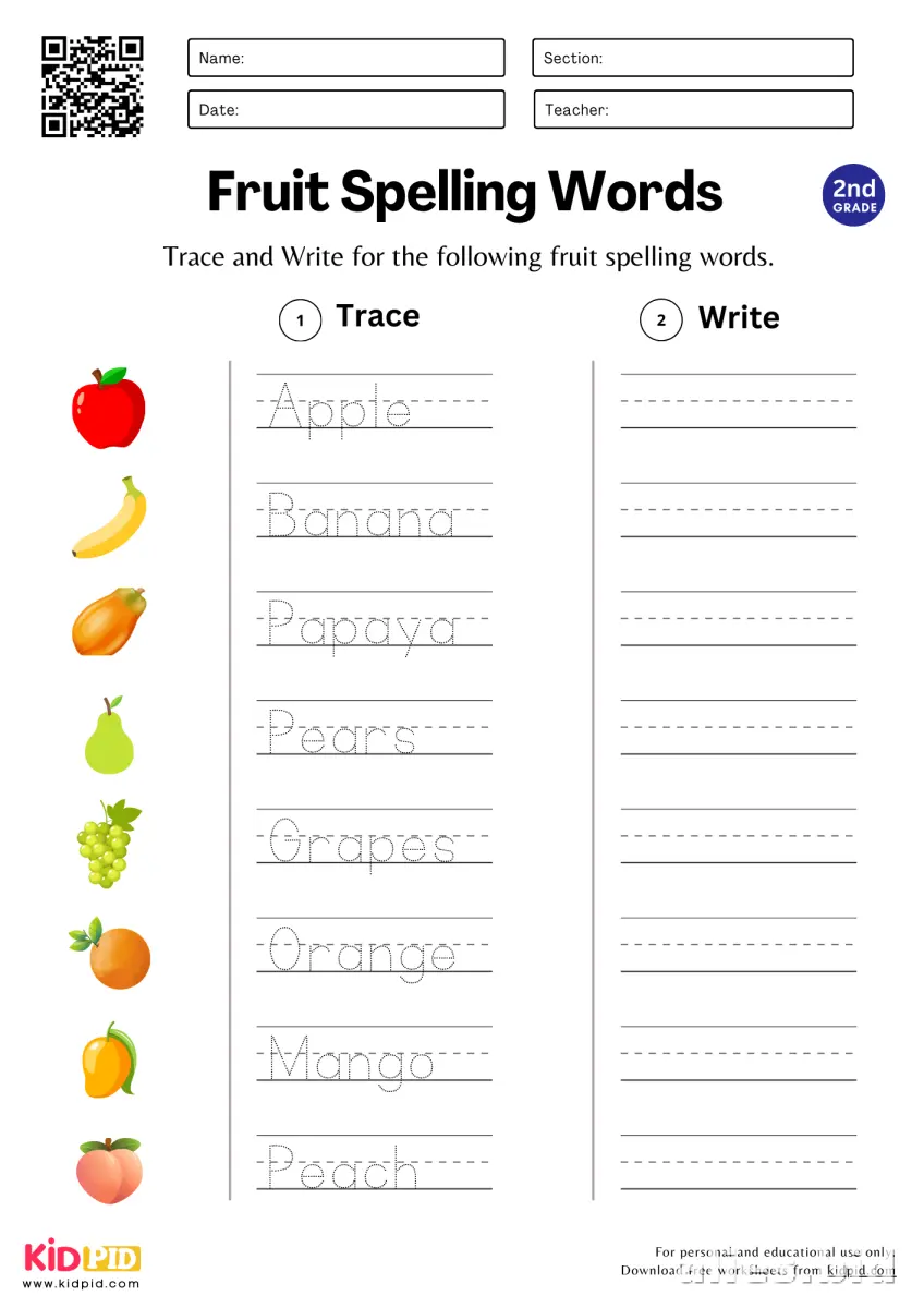 Spelling Worksheet For Kids Printable #6