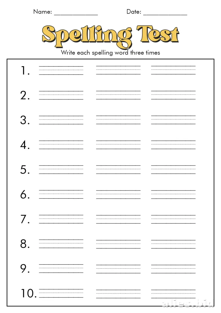 Spelling Worksheet For Kids Printable #8