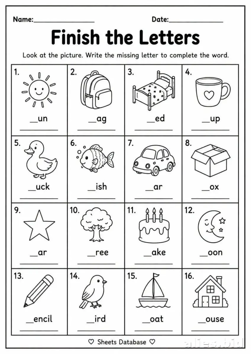 Spelling Worksheet For Kids Printable #3