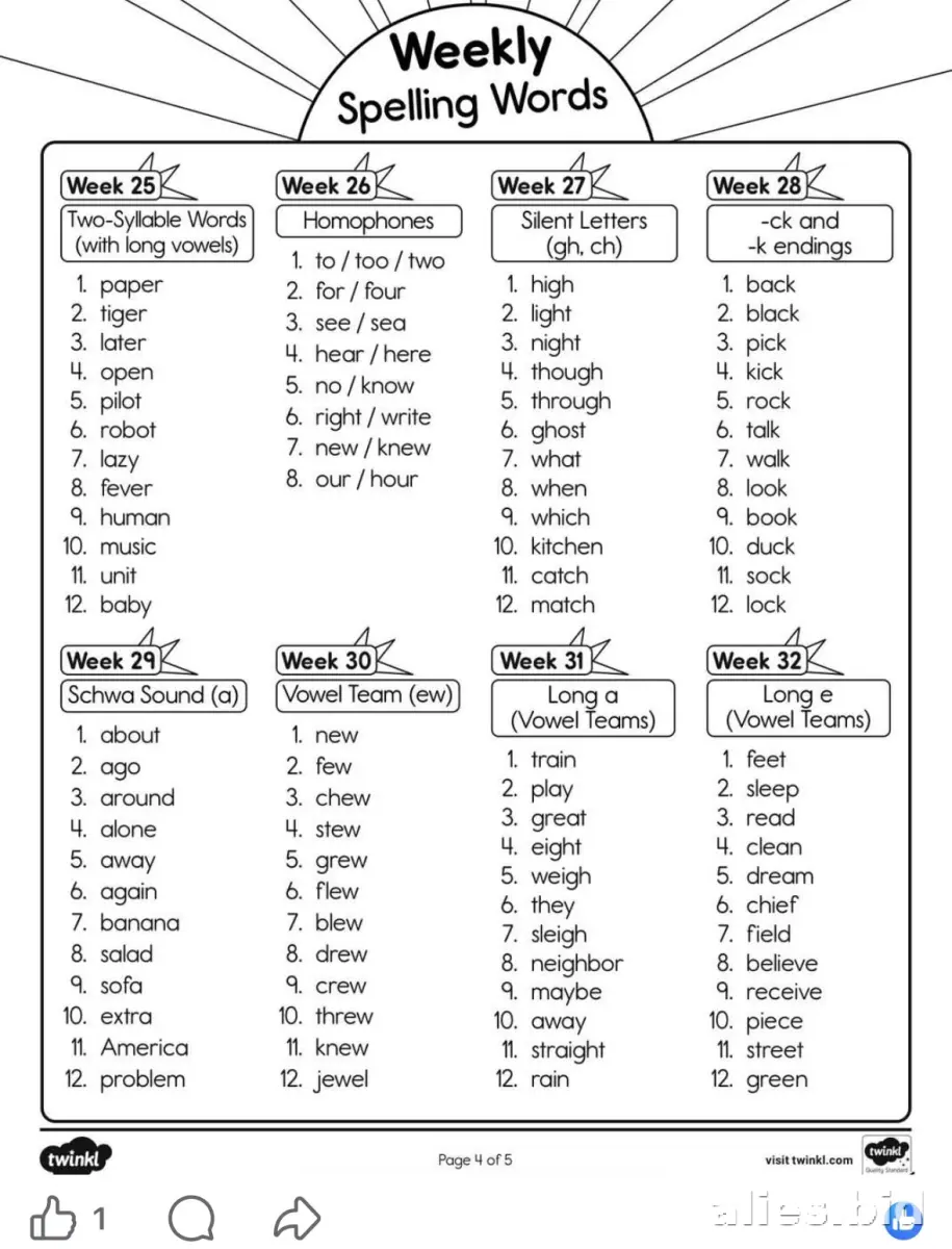 Spelling Worksheet For Kids Printable #5