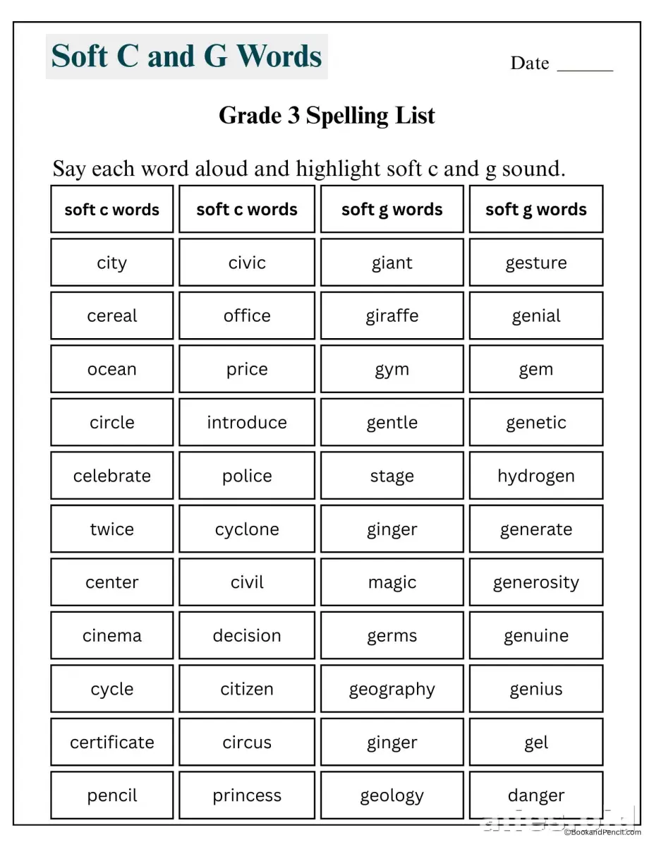 Spelling Worksheet For Kids Printable #13
