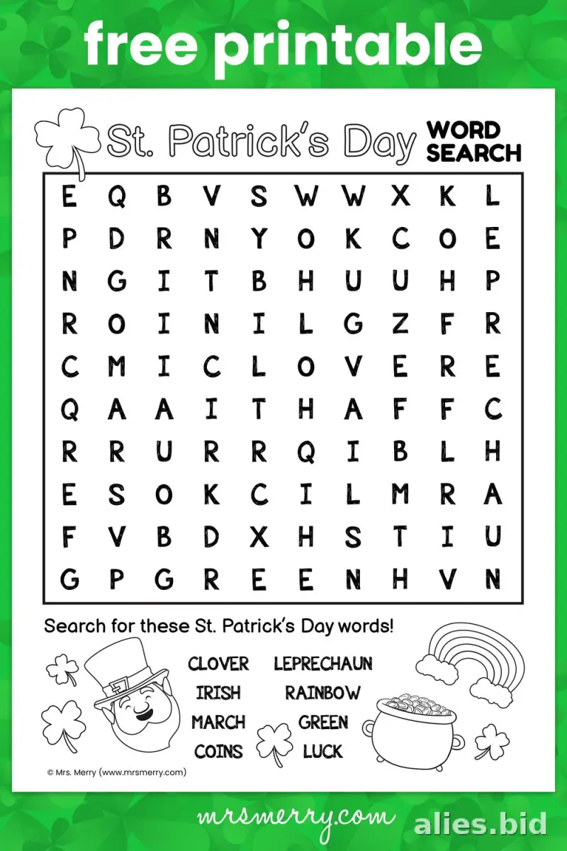 Free Printable St Patrick Worksheet For Kids Free #2