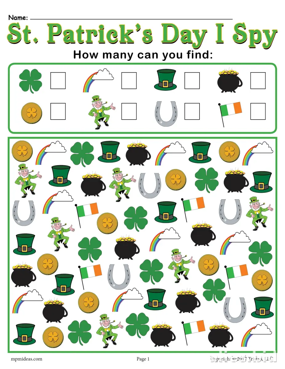 Free Printable St Patrick Worksheet For Kids Free #7