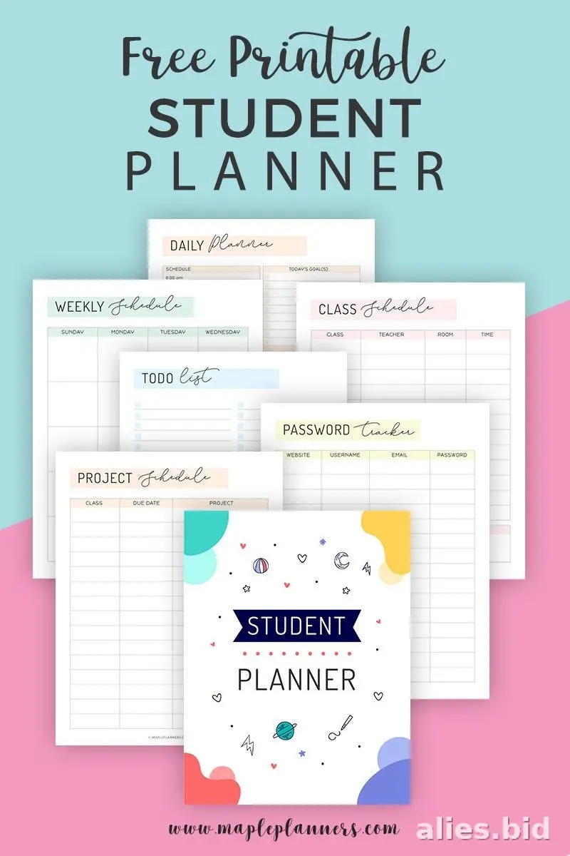 Free Printable Student Planner Template Free Print Worksheet #6