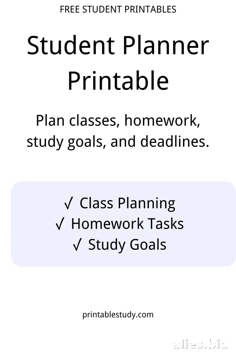 Free Printable Student Planner Template Free Print Worksheet #9
