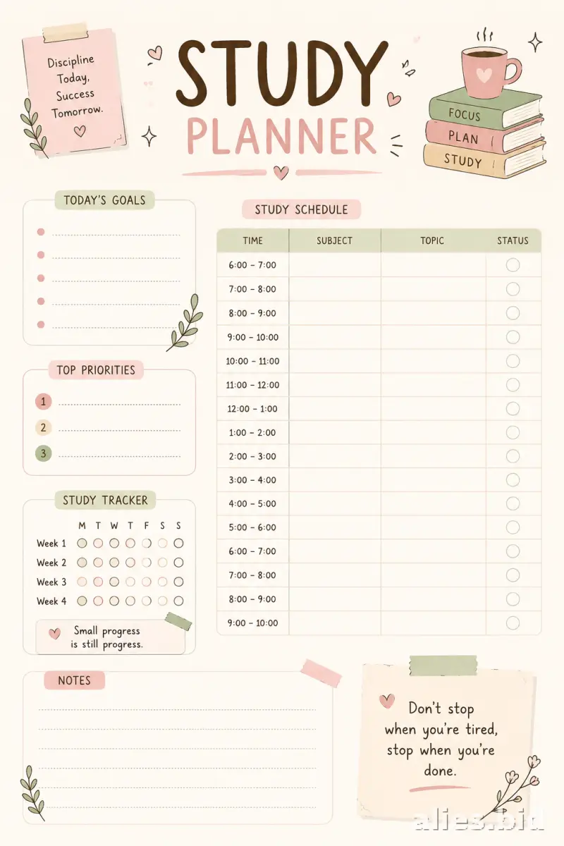 Free Printable Student Planner Template Free Print Worksheet #10