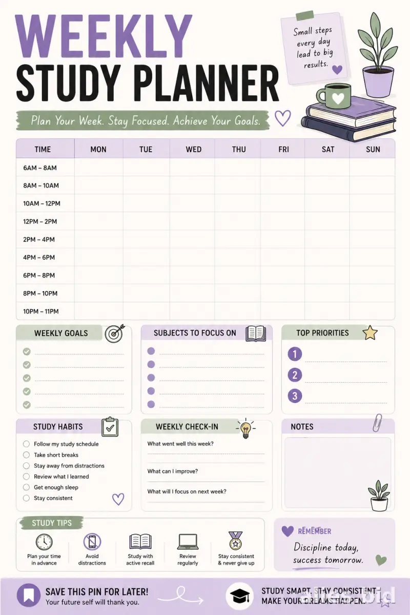 Free Printable Student Planner Template Free Print Worksheet #16