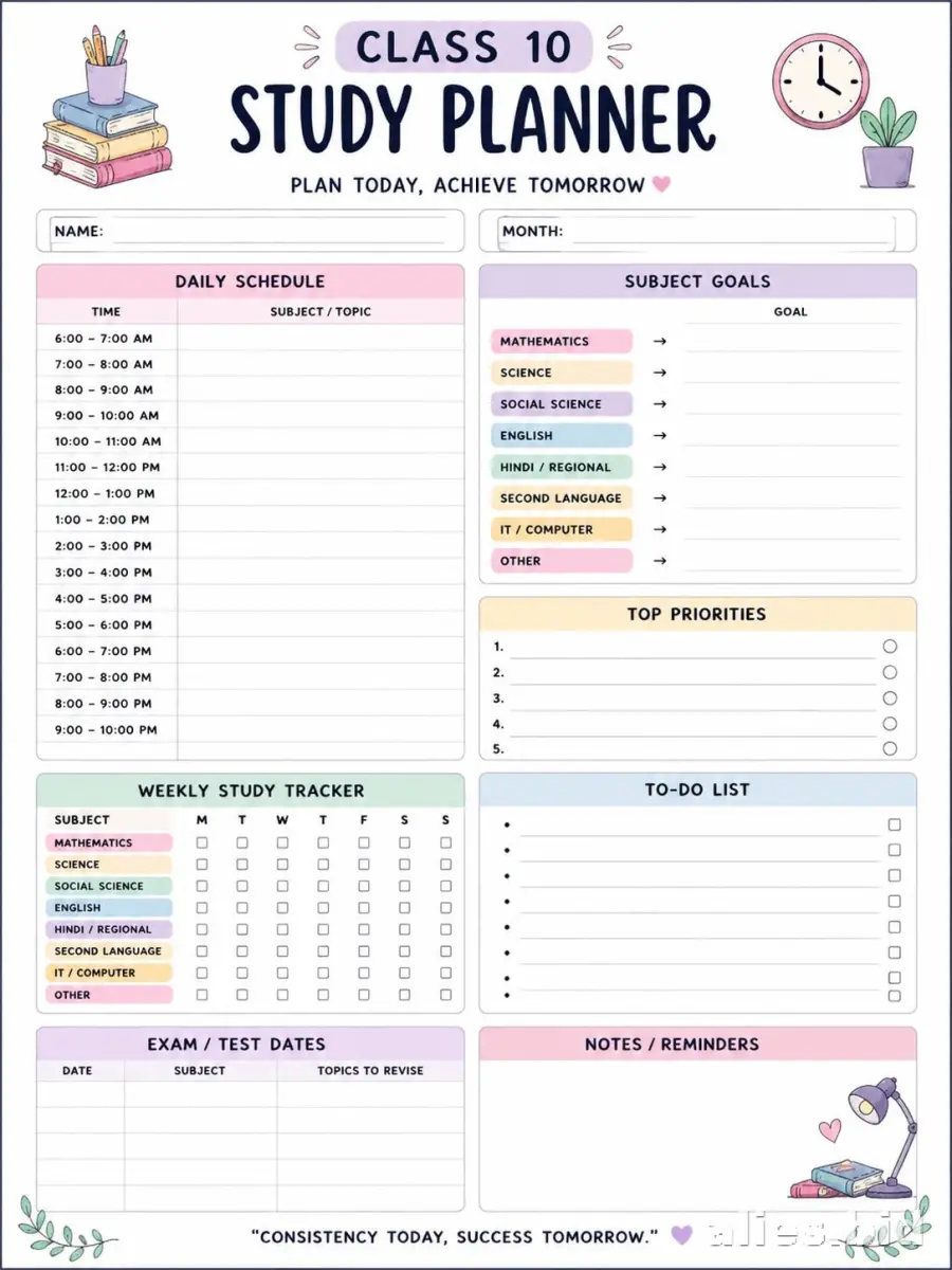 Free Printable Student Planner Template Free Print Worksheet #21