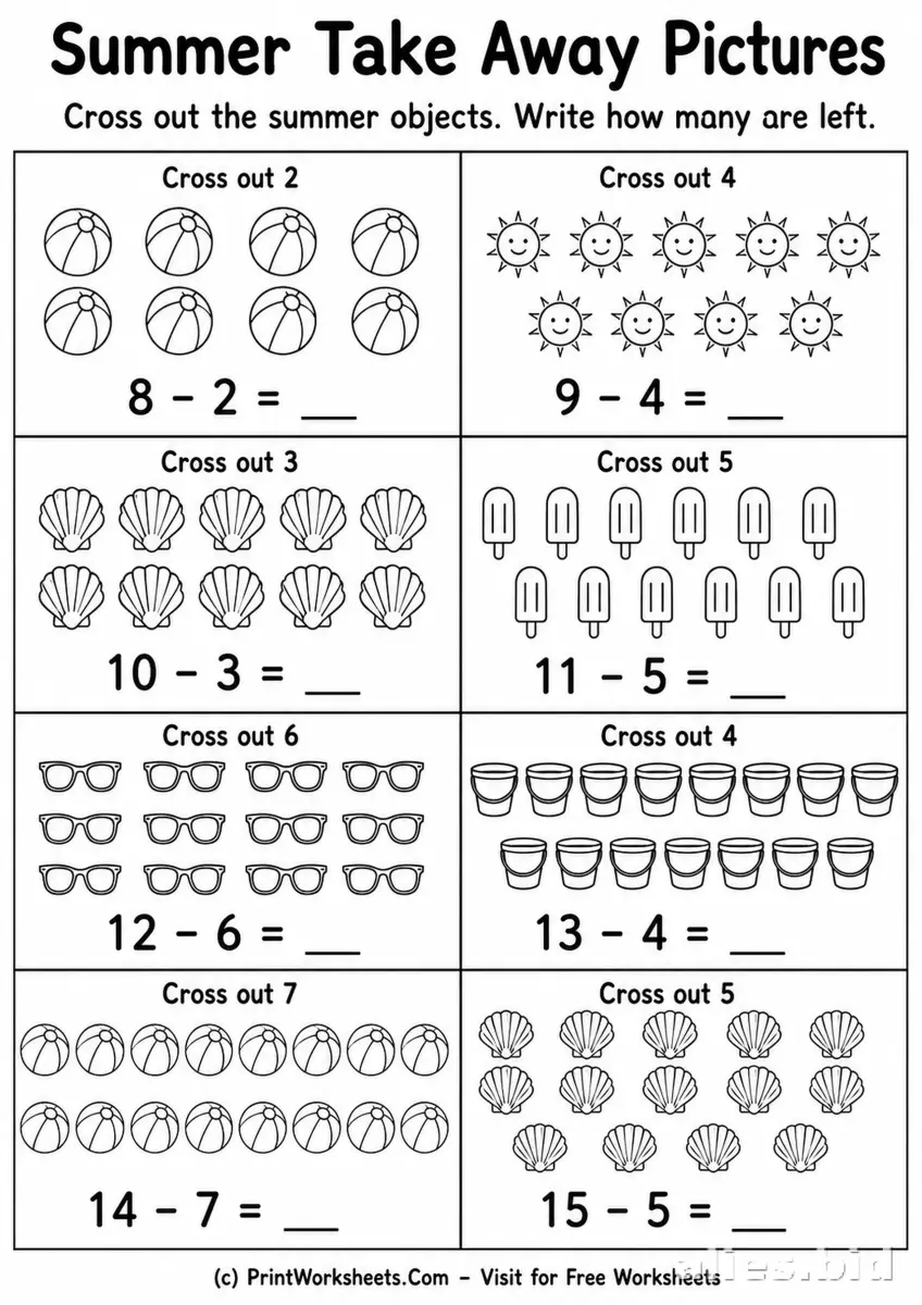 Free Printable Subtraction Worksheets For 1st Grade #8