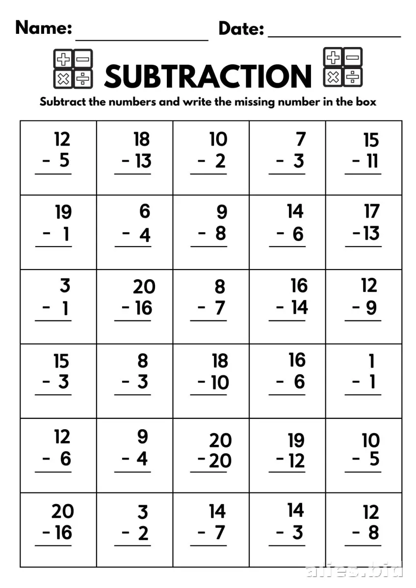 Free Printable Subtraction Worksheets For 1st Grade #11