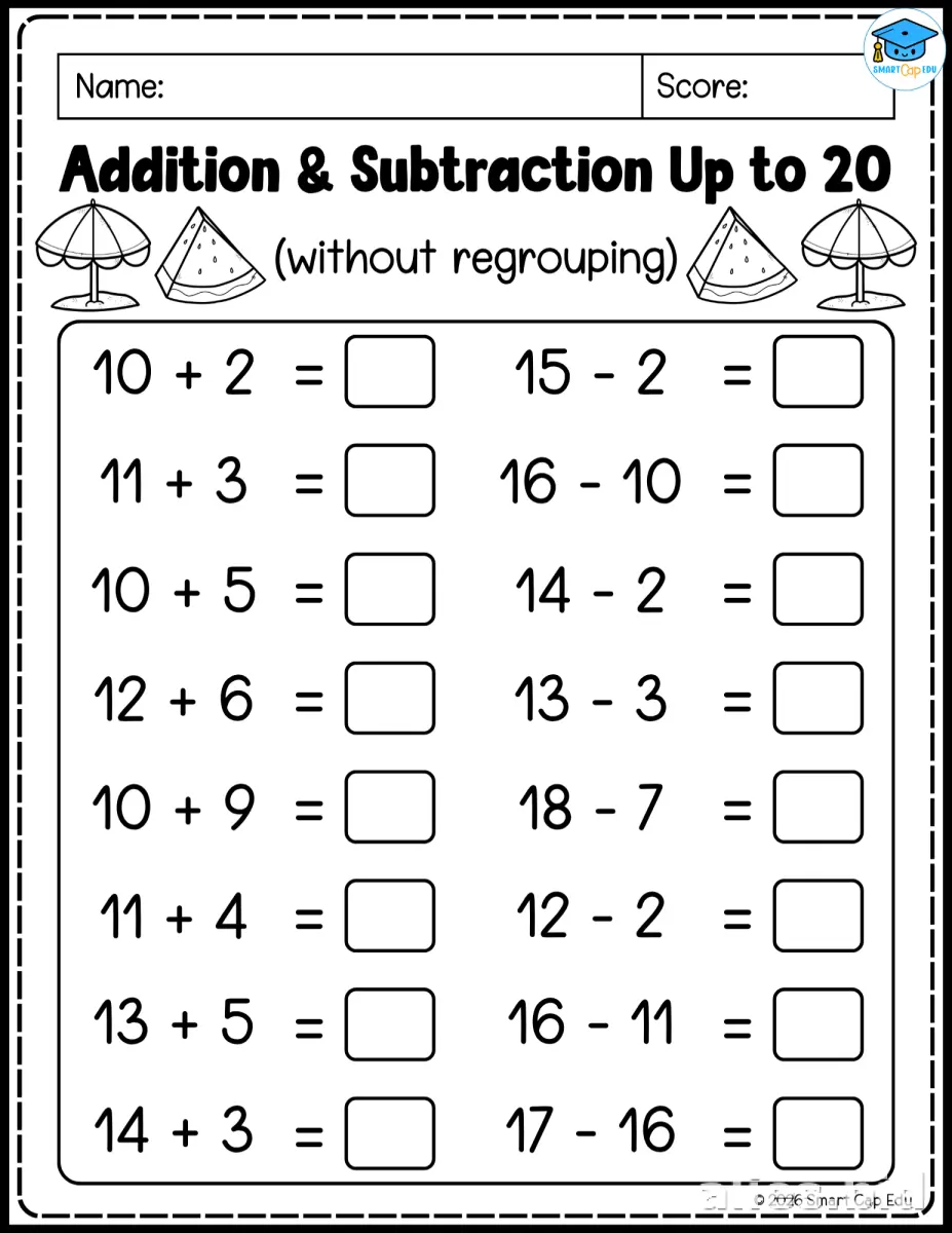 Free Printable Subtraction Worksheets For 1st Grade #3