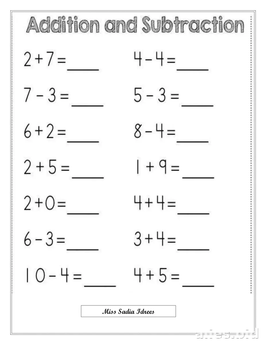 Free Printable Subtraction Worksheets For 1st Grade #5