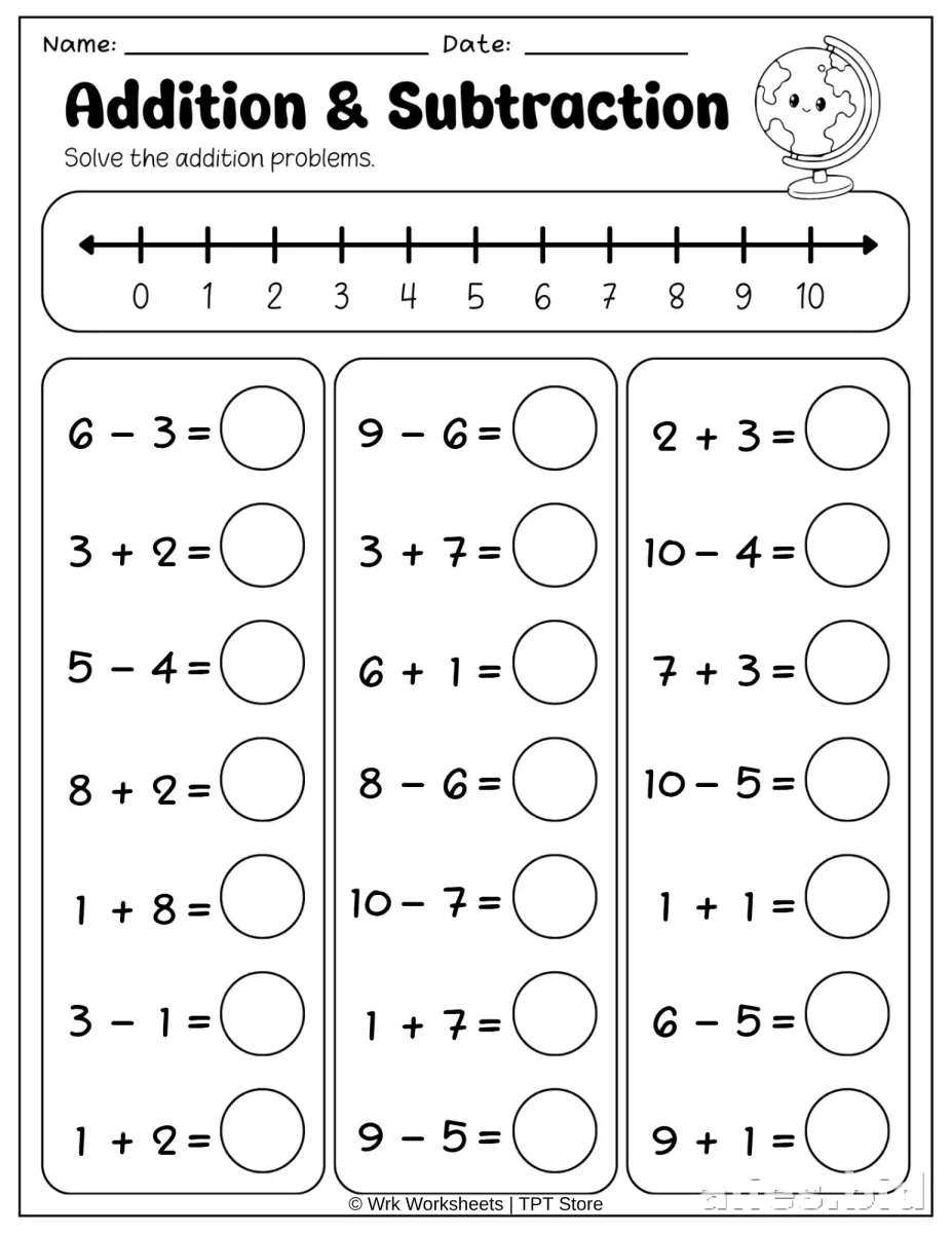 Free Printable Subtraction Worksheets For 1st Grade #7
