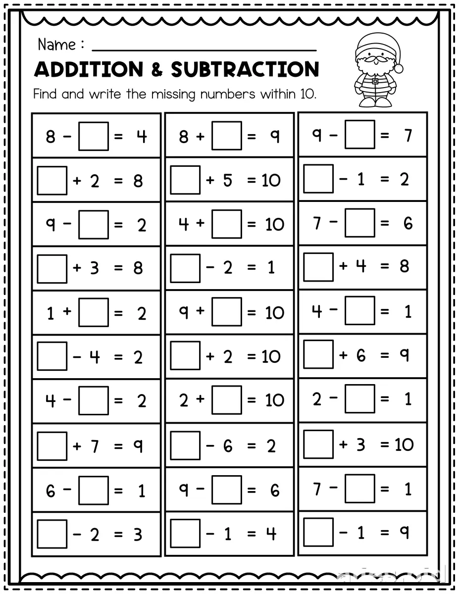 Free Printable Subtraction Worksheets For 1st Grade #10