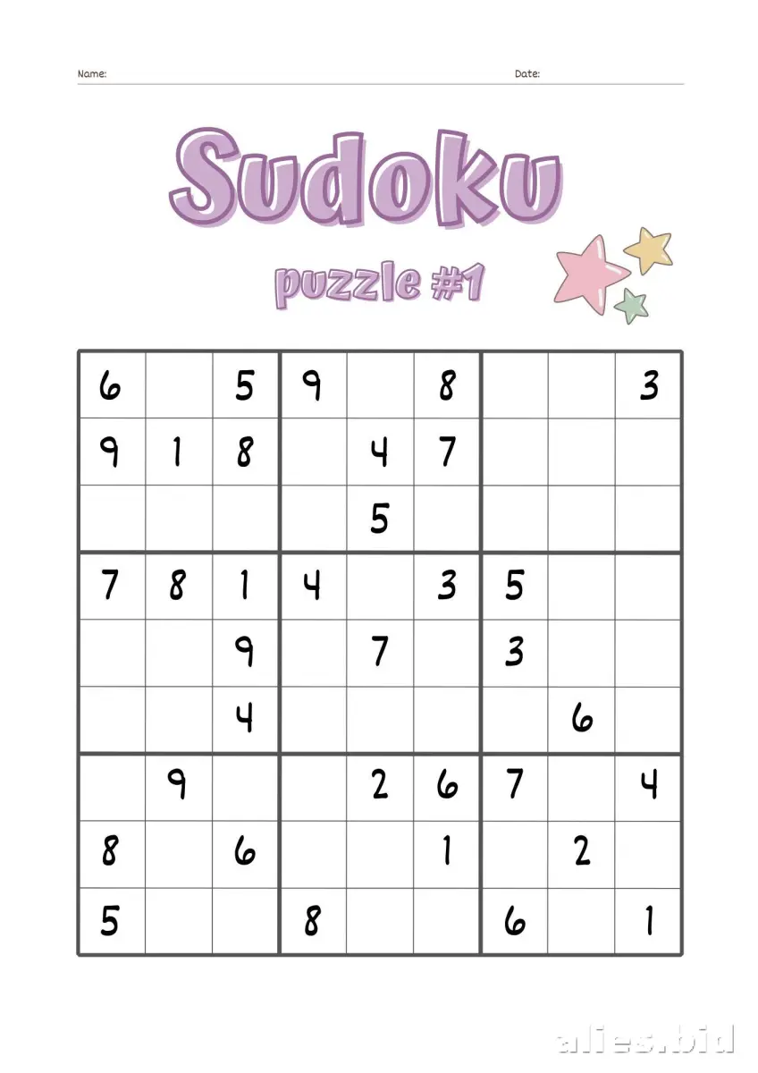 Free Printable Sudoku Puzzle Worksheet For Kids #7