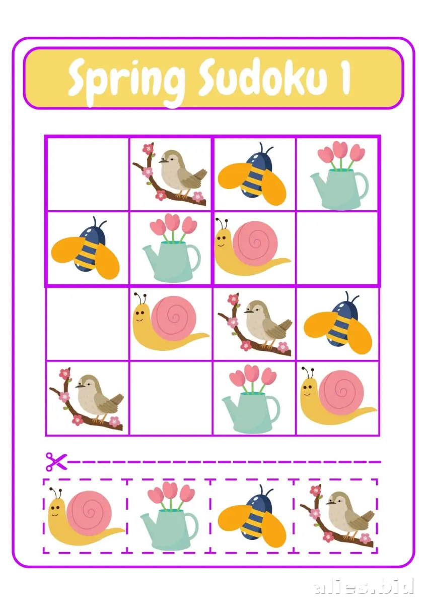 Free Printable Sudoku Puzzle Worksheet For Kids #10