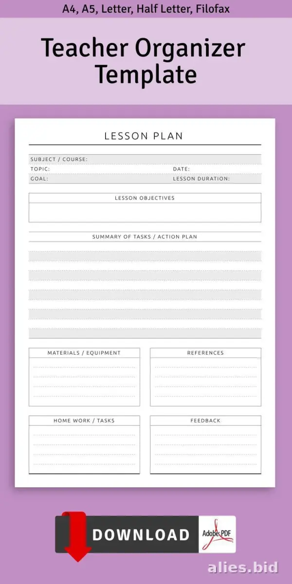 Free Printable Teacher Planner Template Free Print Worksheet #11