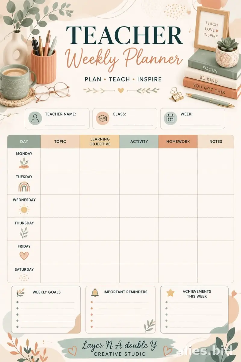 Free Teacher Planner Templates and Print Worksheets for Organized Teaching