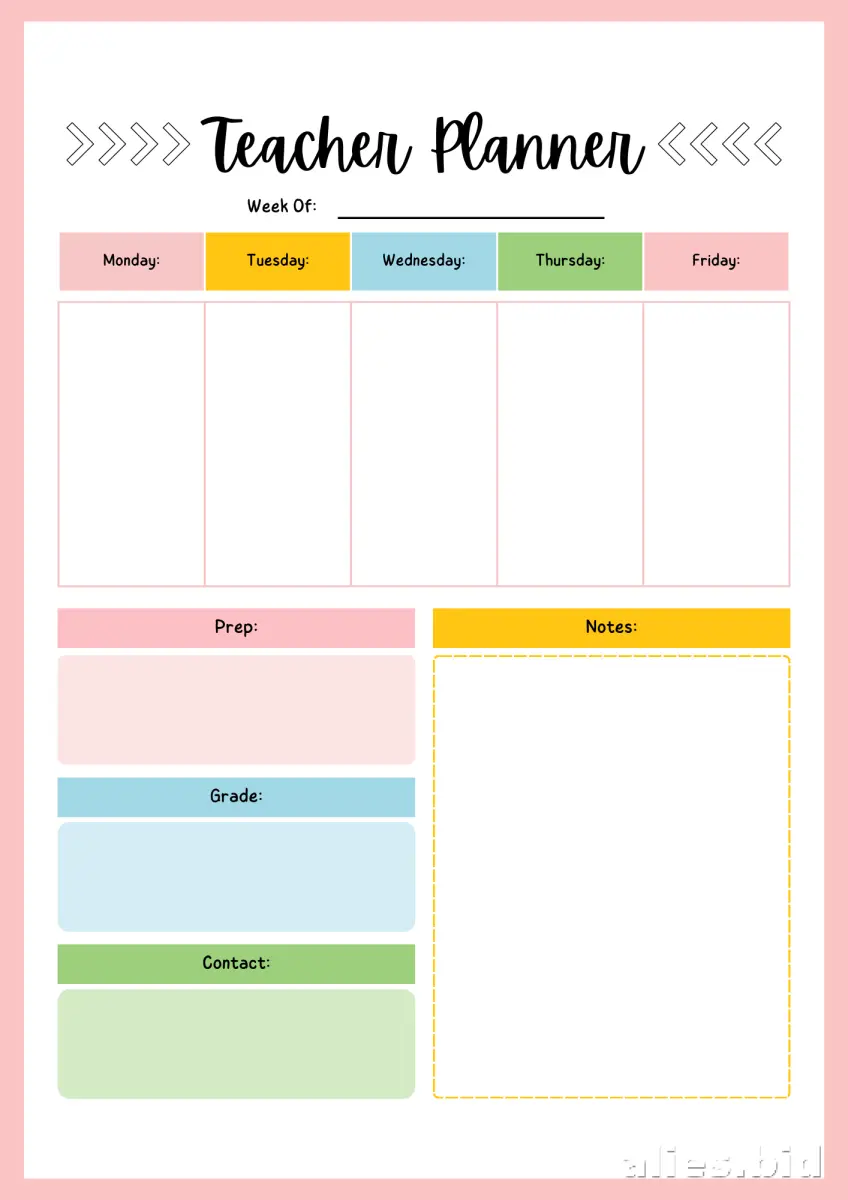 Free Printable Teacher Planner Template Free Print Worksheet #6
