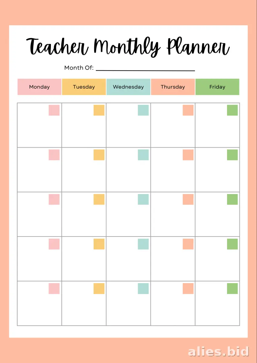 Free Printable Teacher Planner Template Free Print Worksheet #7
