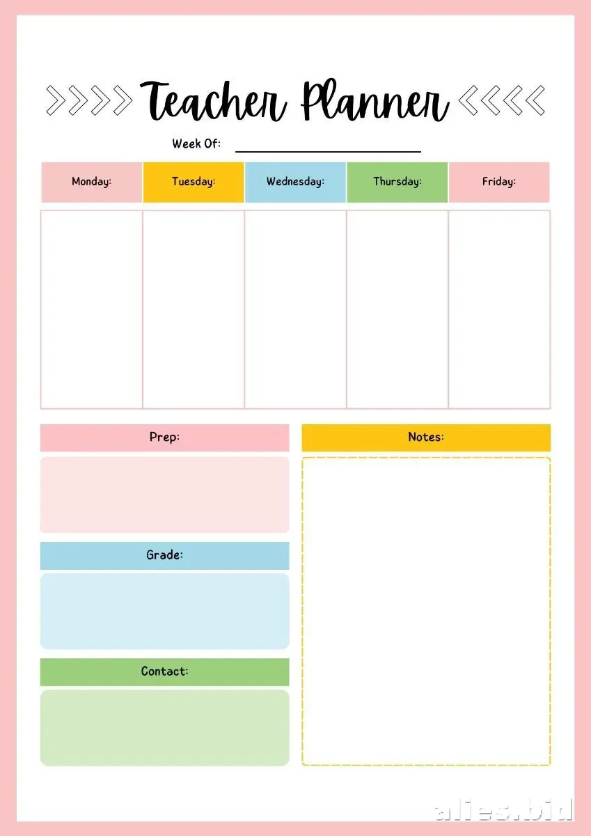 Free Printable Teacher Planner Template Free Print Worksheet #13