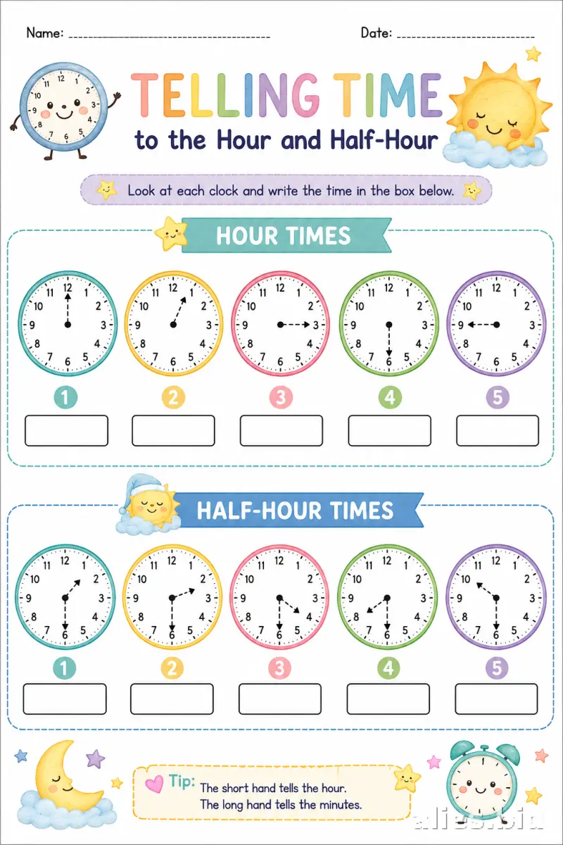 Free Printable Telling Time Worksheet For Kids #15